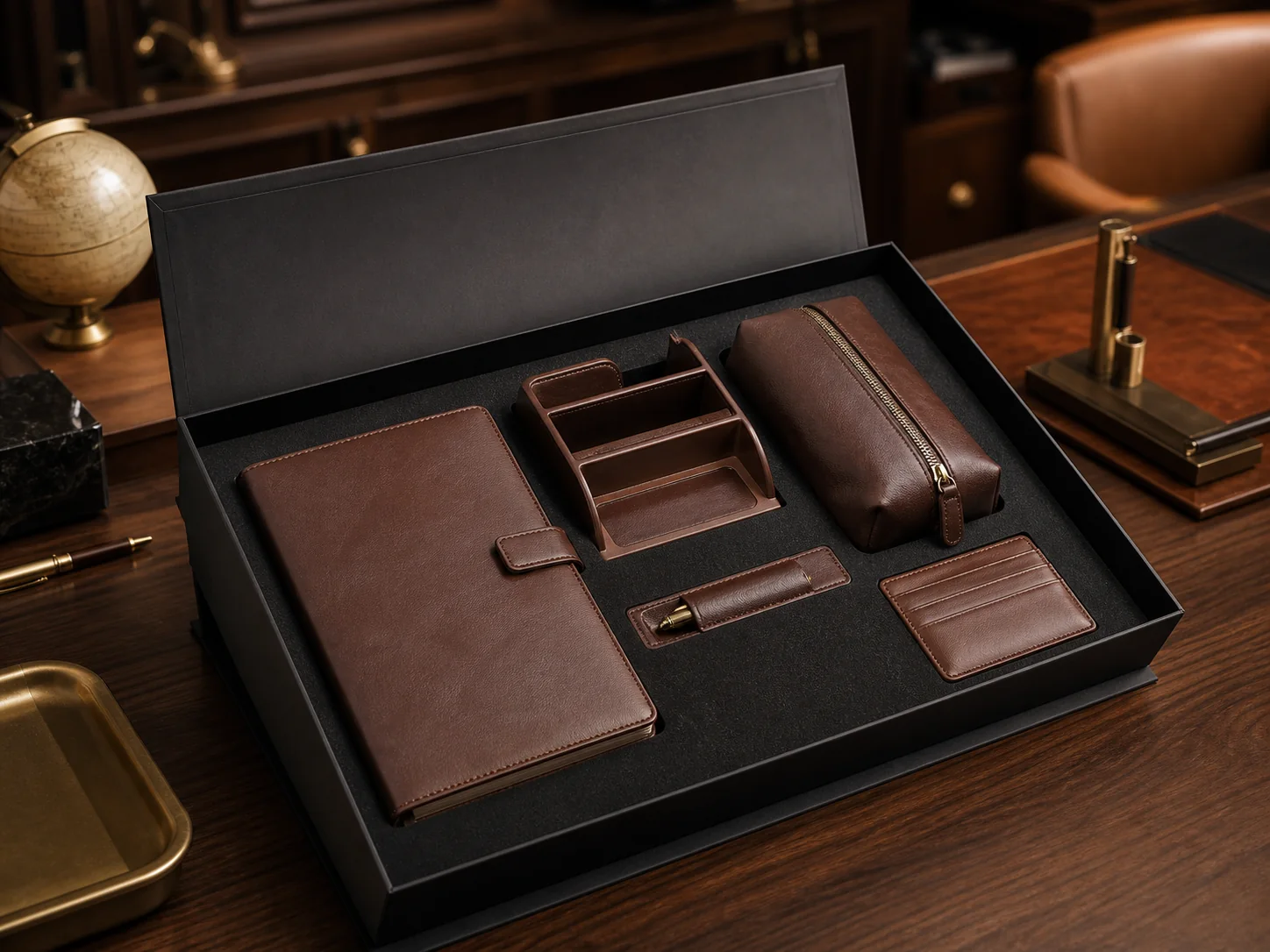Leather corporate gifts and desk accessories