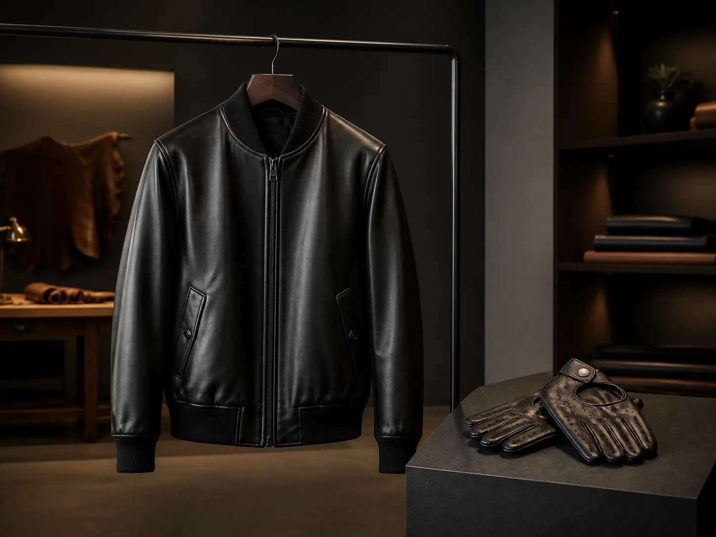 Premium leather jackets and gloves
