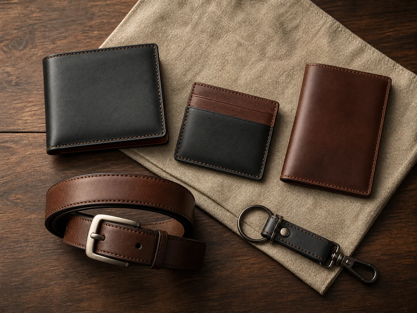 Leather wallets, card holders and accessories